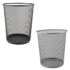 Metal Waste Paper Rubbish Bin for Office Bedroom Small Mesh Desk Litter 10L