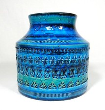 Bitossi Pottery Vase Rimini Blue by Aldo Londi c1960s Mid Century Modern