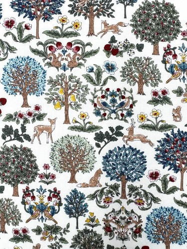 Forest animals fabric cream - forest,