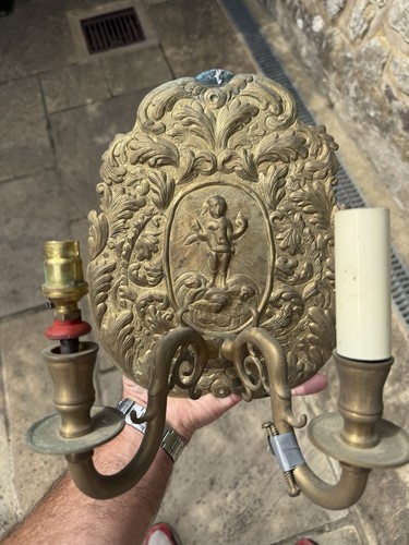 Cherub brass flat plate - plate, wall