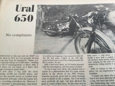 URAL 650 1980 MOTORCYCLE MAGAZINE ARTICLE