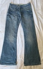 Topman Minder Flared Jeans 30 x 34 Blue Denim Button Fly 100 Cotton Ex Cond
