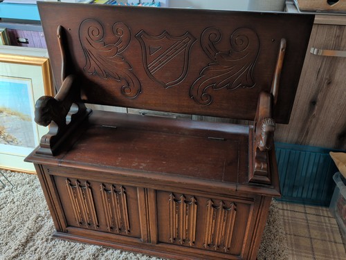 Brown wooden monks benchw - wooden,