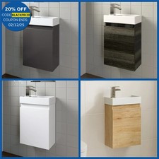 400mm Wall Hung Slimline Cloakroom Vanity Unit Bathroom Sink Basin Grey White