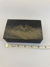 Antique Imperial Russian Vishnyskov Lacquer Box " Winter troica", Makers Stamp
