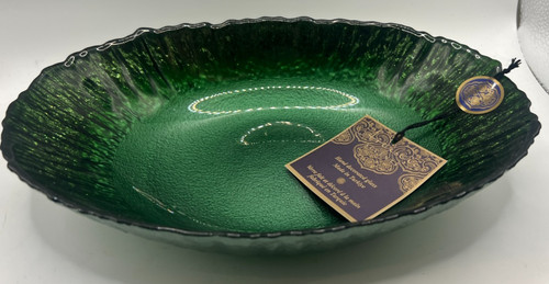 Green luster oval serving bowl - green,