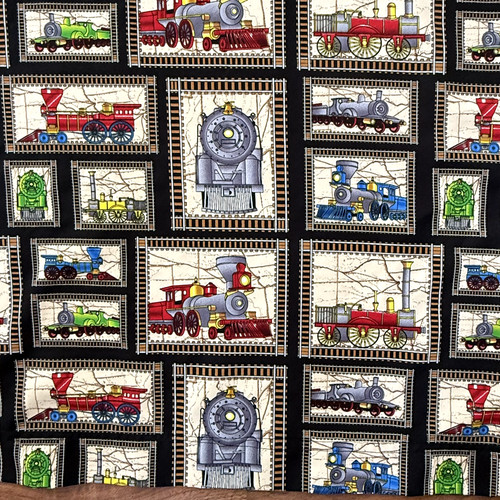 Vintage train curtains panel - vintage,
