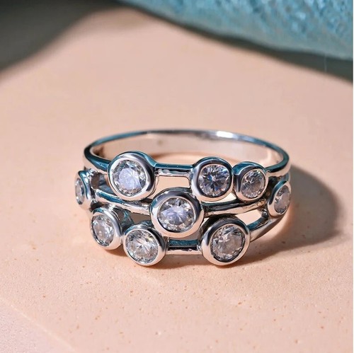 14k white gold finish round - white,