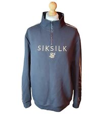 Siksilk Hoodless Hoodie Size L In Black Men's 1/4 Zip Sweatshirt Pullover