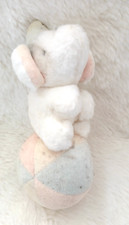 Vintage Mothercare White Elephant On Pastel Ball Baby Soft Toy Plush Comforter