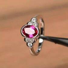 2 Ct Oval Cut Pink Sapphire Diamond Anniversary Women Ring 14K White Gold Finish