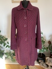 Boden Purple Red Wool Blend Polka Dot Coat Overcoat Jacket - Size 14 Spotty