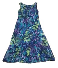 Per Una - Navy/Multi-Coloured-Lined - Floaty Dress - Size 14 R - Occasion /Party