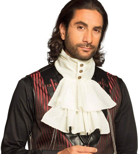 White jabot with - jabot, buttons