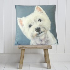 West Highland Terrier Cushion Cover Gift White Westie Dog Novelty Decorative 18"