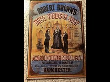 Vintage Metal Sign Robert Brown;s White Windsor Soap