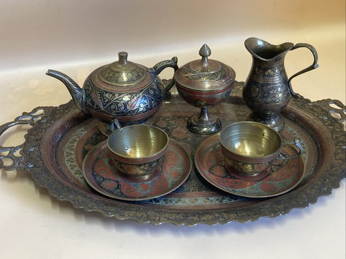 Moroccan brass tea set - moroccan,