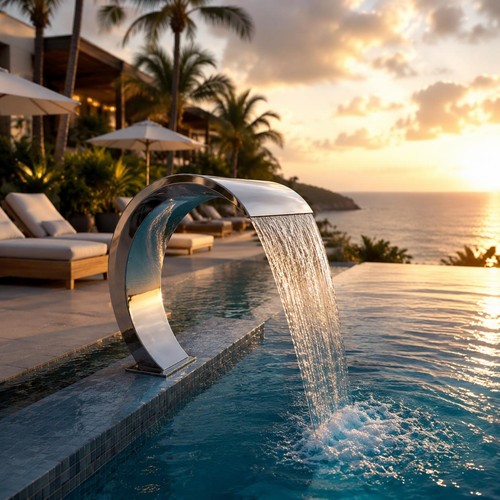 Curved waterfall spout - curved,