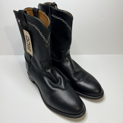 Justin black leather roper - leather,