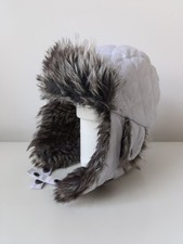 CHAOS Winter Ski Snowboarding Trapper Faux Fur Hat Cap with Quilted Flaps White