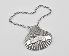 Vintage English Solid Silver "Brandy" Decanter Label, David Shaw, 1984