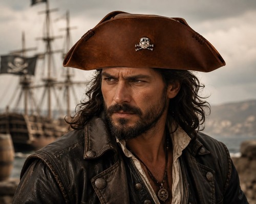 Brown leather pirate - brown,