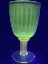 Rare Biscayne Slate by Studio Nova Water Goblet . Manganese Glass Bubbles