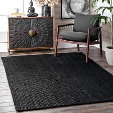 Rug Grey Jute Carpet Mat Farmhouse Natural Handmade Braided Modern Rustic Look