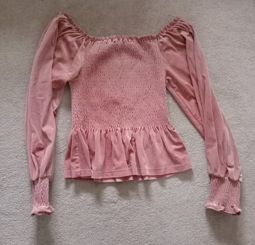 Pink velvet top - bardot, primark