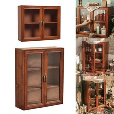 Wall Mounted Small Cabinet Storage Display Shelves Vintage 2 Doors Cupboard Rack