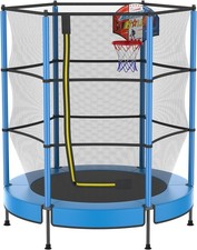 PILIN Kids Trampoline with Basketball Hoop, Ø4.76FT Indoor Outdoor Toddler Tra
