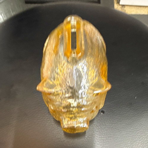 Clear amber glass piggy - glass, bank