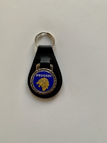 Black leather keyring fob - black, for