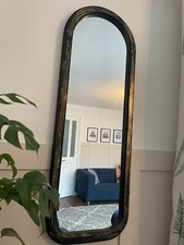 Black Arch Mirror Brushed Gold Wall Feature Art Deco Vibe Large Orientalist