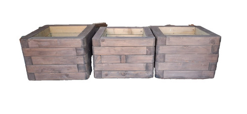 Brown square wooden - square, planters