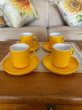 Vintage Encore by  Graydon 1970's Orange Melamine x4 Mugs & Saucers