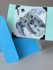 Original Miniature Watercolour painting Lurcher Dog art picture gift Signed Aceo