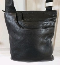  LAKELAND BLACK SOFT GENUINE LEATHER SHOULDER CROSSBODY BAG HANDBAG 