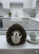 HAND KNIT Hedgehog Tea Cosy Teapot Cover 2-Cup Small Sparkle Tinsel Yarn Novelty