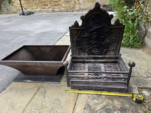 Antique cast iron fireplace - cast,