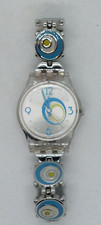 Swatch AG 2005 LK267G Blue swirl wristwatch working Needs new battery