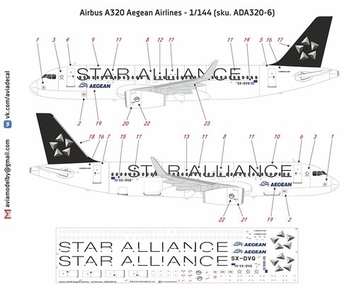 144 aviadecal ada320 - 1/144, #ada320-6