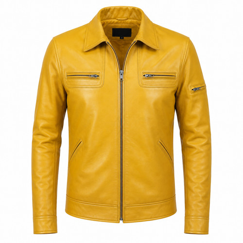 Men yellow genuine lambskin - men's,