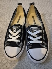 Converse Black Dance Lace Ballet Flat Trainers Sneakers Size 3.5