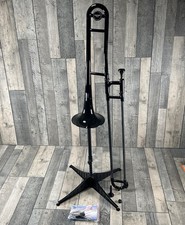 Tromba Pro Plastic Trombone with 2 Mouthpieces, Carry Bag & Stand - BLACK