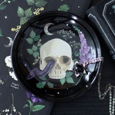 Gothic Pagan Venom & Vine Skull Foxglove Ceramic 10.5 cm Trinket Jewellery Dish