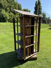 Vintage Wooden Rotating Bookshelf / Revolving Bookcase – Antique Style Storage 