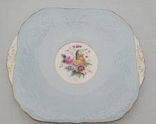 Vintage Coalport Sevres Embossed Cake Plate, Blue Floral- 25.5cm x 22.5cm