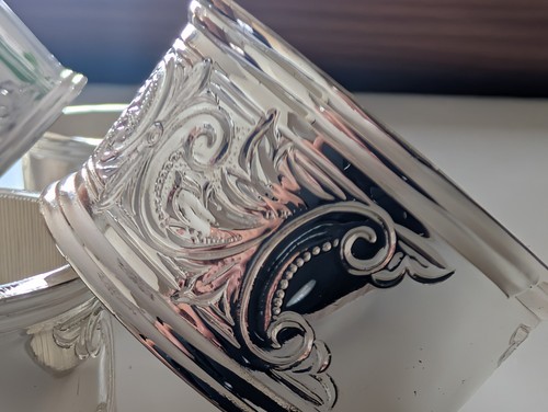 Vintage silver plate napkin - silver,