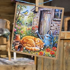 Ginger cat Flower Blank Card